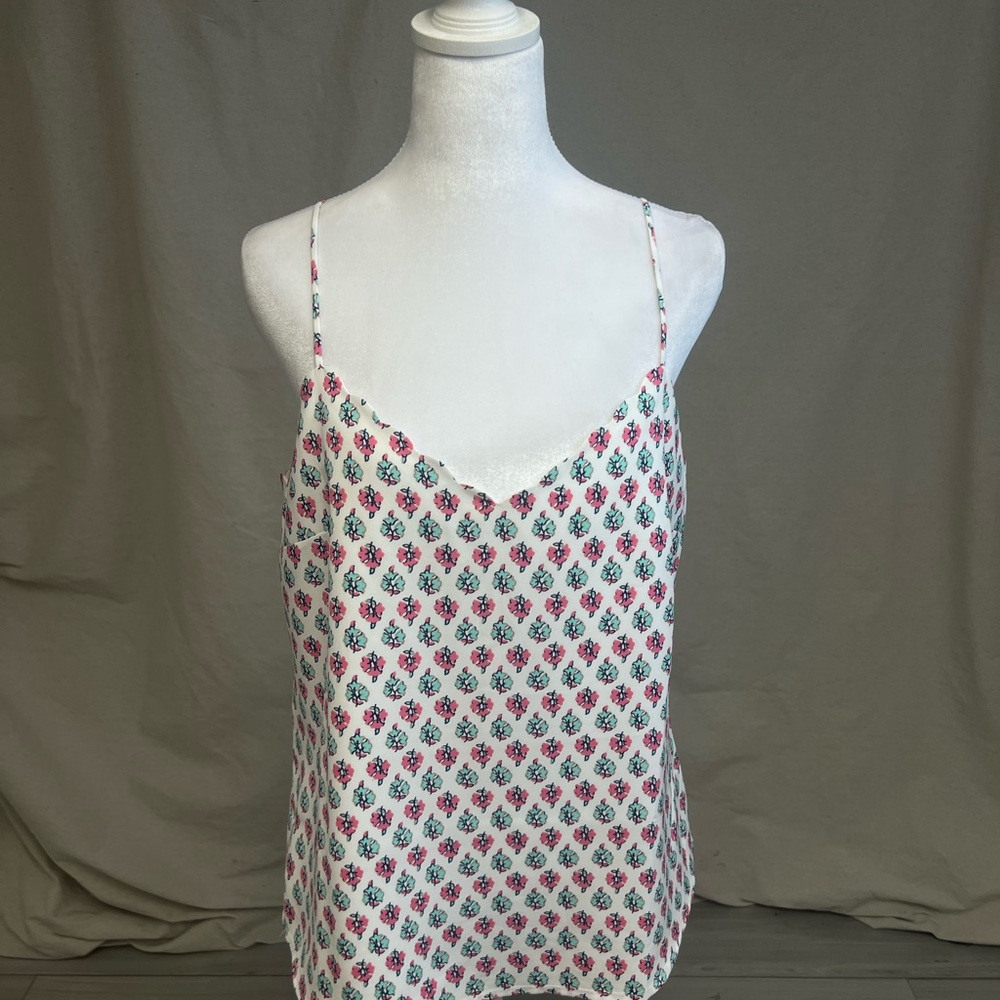 J.Crew Floral Scalloped Cami Top Sz‎ 8 Coquette Soft Girl Regency Core Retro